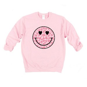 Simply Sage Market Women's Graphic Sweatshirt Leopard Heart Eyes Smiley - 1 of 4