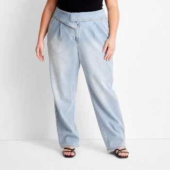 Women's Mid-Rise Fold Over Jeans - Future Collective™ with Jenny K. Lopez Light Wash