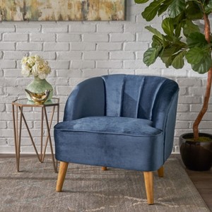 Christopher Knight Home Eryn Mid-Century Modern Rubberwood Altay Velvet Upholstered Accent Chair - 1 of 4