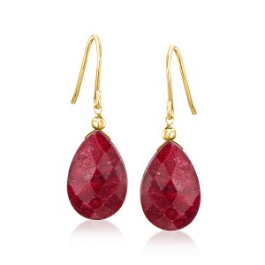 Ross-Simons 10.00 ct. t.w. Ruby Drop Earrings in 10kt Yellow Gold - 1 of 3