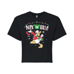Women's - Disney - Duck The Halls Cropped Graphic T-Shirt - 1 of 4