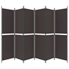 vidaXL 6-Panel Room Divider in Brown- Fabric and Iron Room Seperator with Folding Design and Ample Coverage Area - 4 of 4