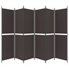 vidaXL 6-Panel Room Divider in Brown- Fabric and Iron Room Seperator with Folding Design and Ample Coverage Area - image 4 of 4