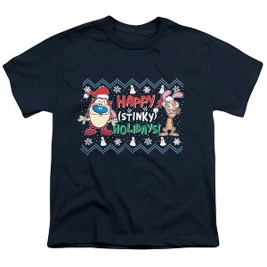 Boys' Ren & Stimpy Happy Stinky Holidays Ugly Christmas Sweater T-Shirt - 1 of 4