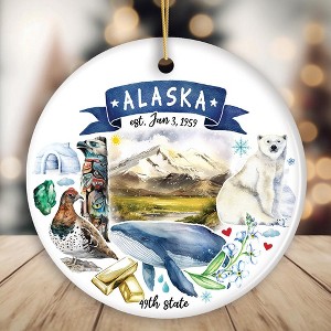 Artistic Alaska State Themes and Landmarks Christmas Ornament| OrnamentallyYou - 1 of 4