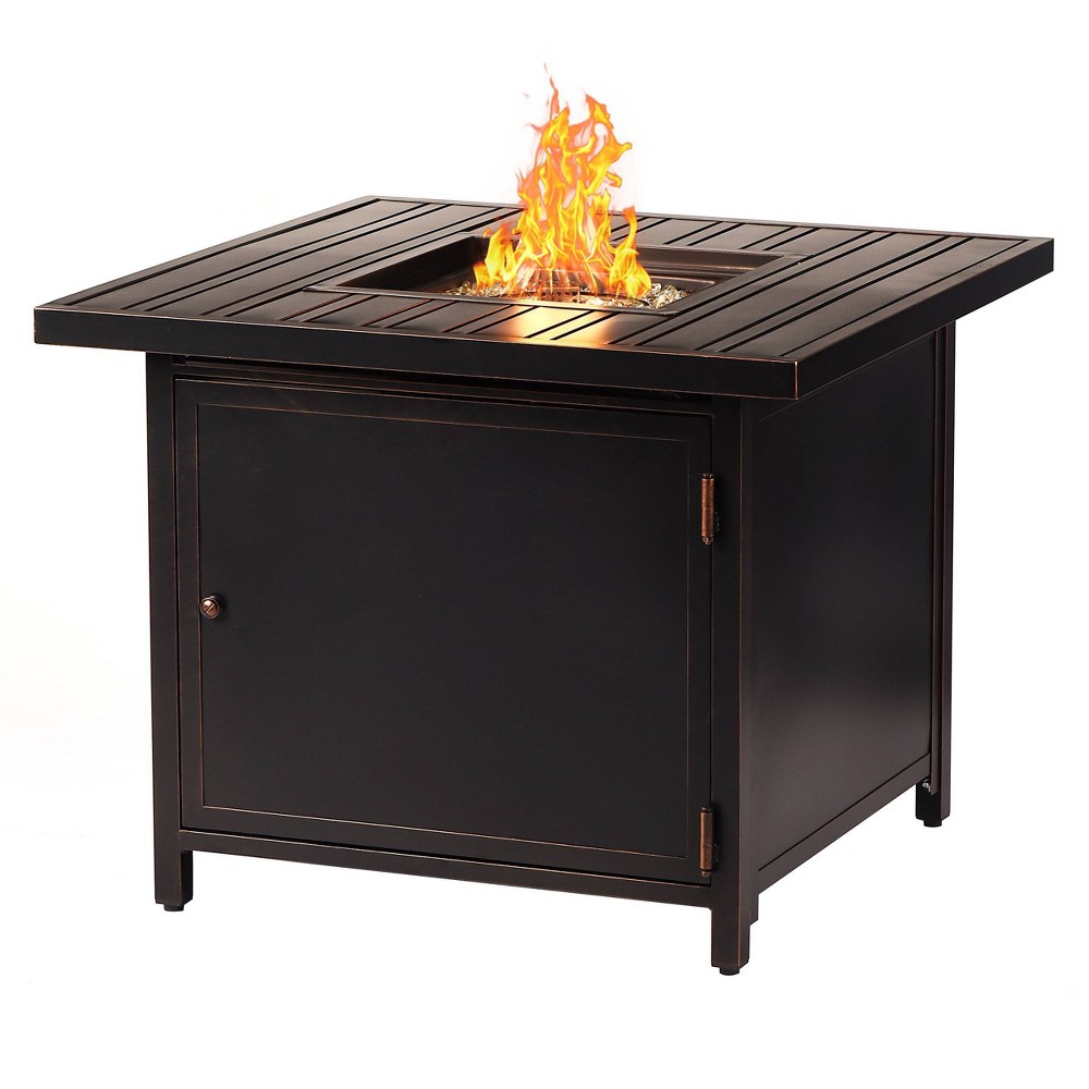 Photos - Electric Fireplace 32" Square Aluminum 37000 BTUs Propane Fire Table with 2 Covers - Copper 