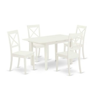 HomeStock 5-Pc Buttermilk and Cherry Solid Wood Top - Rectangular Dining Room Set with Butterfly Leaf - Seats 4 - 1 of 4