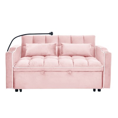 SKRAN Versatile Foldable Sofa Bed in 3 Lengths, Modern Sofa Sofa Sofa Velvet Pull-Out Bed, Adjustable Back and Ashtray and Swivel Phone Stand