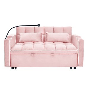 SKRAN Versatile Foldable Sofa Bed in 3 Lengths, Modern Sofa Sofa Sofa Velvet Pull-Out Bed, Adjustable Back and Ashtray and Swivel Phone Stand - 1 of 4