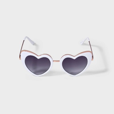 Women's Plastic Heart Sunglasses - Wild Fable™ White