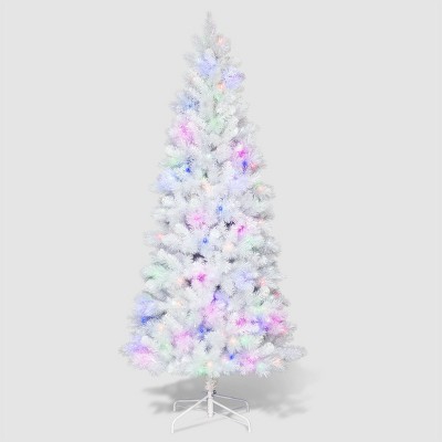 Philips 7ft Pre-Lit Slim White Iridescent Tinsel Douglas Fir Artificial Tree LED Rainbow Lights