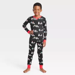 Kids' Holiday Penguins Print Matching Family Pajama Set - Wondershop™ Black 