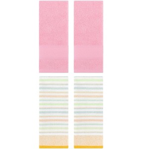 REGALWOVEN 4 Pcs Cotton Soft Comfortable Absorbent Striped Hand Towel - 1 of 4