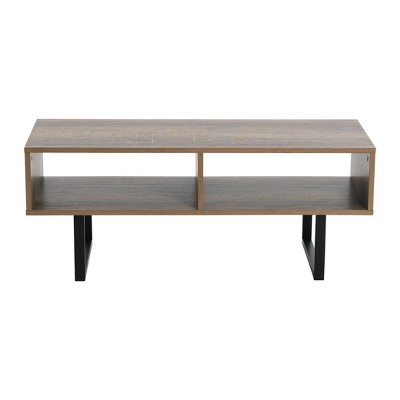 Ashwood and Black Metal Rectangular Coffee Table with Storage