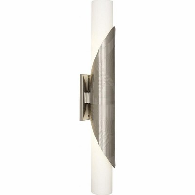 Modern Etched Bronze Dual Cylinder Sconce, 25" Dimmable Direct Wired