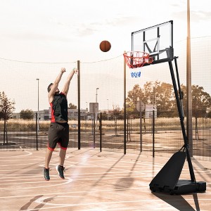 RISOKEYS Portable Basketball Hoop System, Height Adjustable 8-10ft, with 44'' Backboard and Wheels, for Youth Adults Night Outdoors - 1 of 4