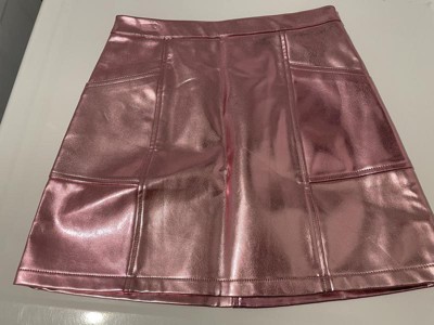 Girls Metallic Faux Leather Mini Skirt Art Class Pink L Target