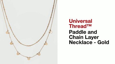 Paddle And Chain Layer Necklace Target : Universal - Gold Thread™