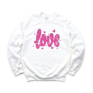 Simply Sage Market Women's Graphic Sweatshirt Love Pink Bling - 1 of 3