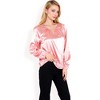 Anna-Kaci Women's Satin Blouse with Keyhole Neckline and Long Sleeves - 3 of 4