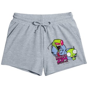 Invader Zim Gir & Zim Women's Gray Heather Lounge Shorts : Target