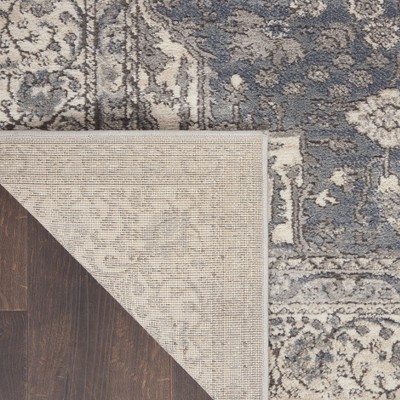 Elegance Reversible Gray Synthetic 2'2" x 10' Area Rug