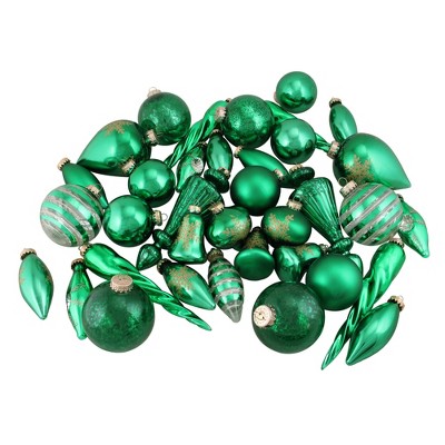 Northlight Set of 36 Green and Gold Contemporary Glass Christmas Ornaments 8" (200mm)