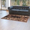 Emma and Oliver Accent Rug with Mother Brown Bear and 2 Cubs Nature Scene and Leaf and Bear Track Detailing for Home, Cabin or RV - 2 of 4