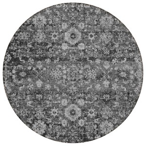 Gray Charcoal And Silver Oriental Washable Indoor Outdoor Area Rug - 1 of 4