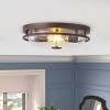 Dewdrop Farmhouse Flush Mount Ceiling Light Rustic Bronze Metal Frame with Clear Glass Shade for Bedroom Hallway - 2 of 4