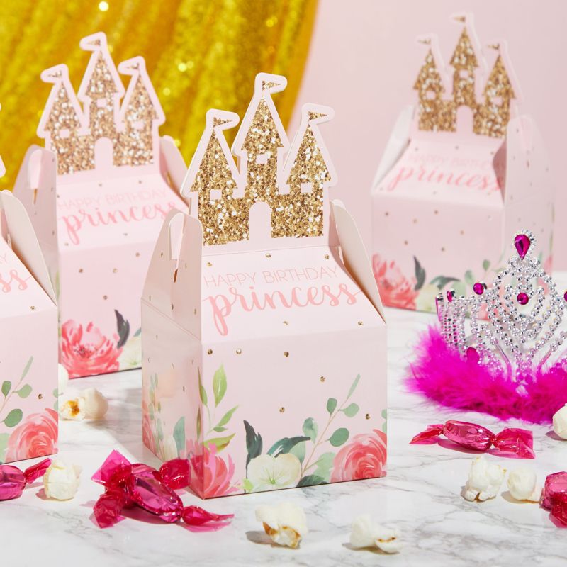Sparkle and Bash 36 Pack Mini Princess Castle Pink Party Favor Boxes for Girls Birthday, 3.5 x 3.5 x 7.5 In, 2 of 9
