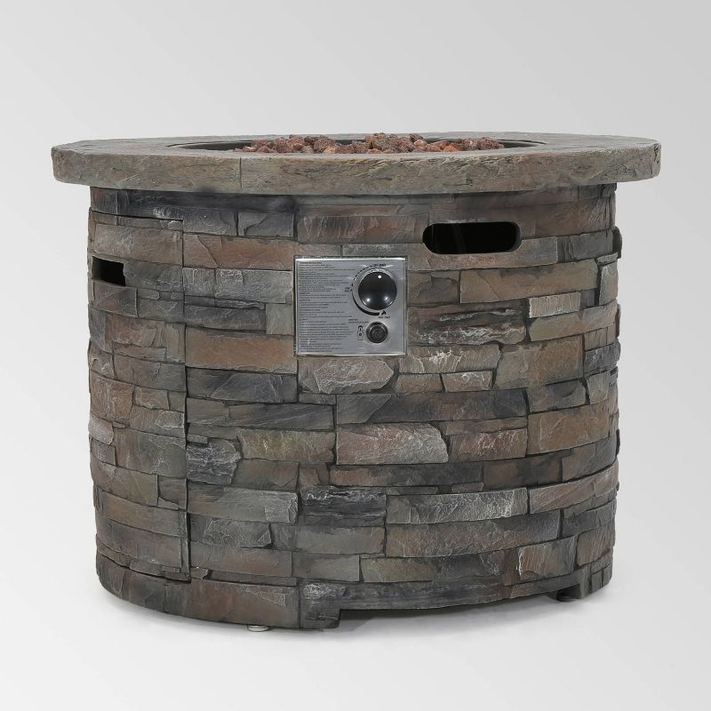 Blaeberry Outdoor Circular Fire Pit Natural Stone - Christopher Knight Home, 1 of 8