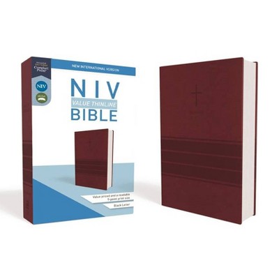 NIV, Value Thinline Bible, Imitation Leather, Burgundy - by  Zondervan (Leather Bound)