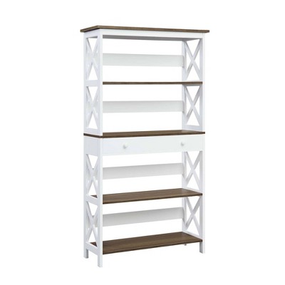 59.75" Oxford 5 Tier Bookcase with Drawer - Breighton Home