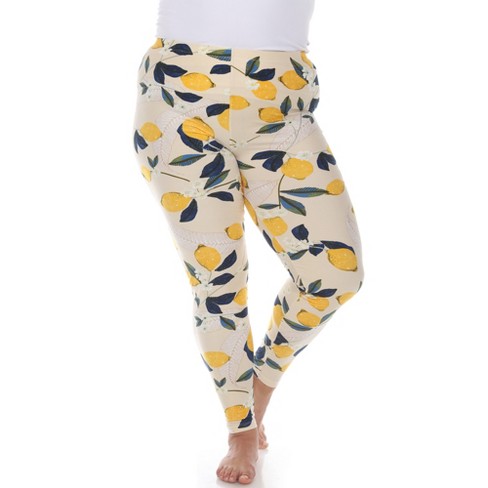 Women's Plus Size Printed Leggings White One Size Fits Most Plus - White  Mark : Target