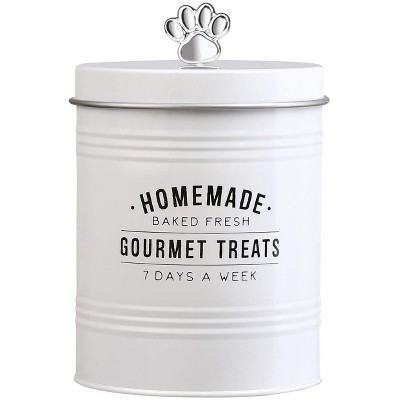 Amici Pet Homeade Gourmet Treats Metal Food Canister, 72 oz. , White