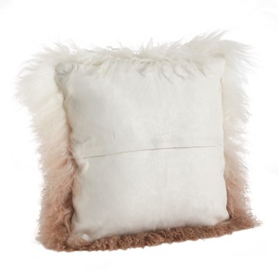 Natural Ombre Mongolian Lamb Fur Wool Throw Pillow