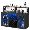 GustoWave Farmhouse Wine Bar Cabinet, Wine Rack,Glass Holder, Freestanding Buffet Sideboard for Dining Room, Kitchen or Living Room, Black - 2 of 4