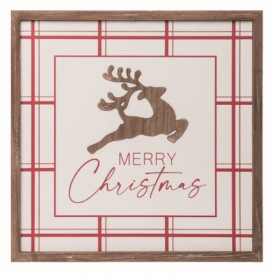 Transpac Wood White Christmas Striped Wall Accent