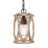 LNC Quaint 1-Lights 6" Farmhouse Cylinder Mini Pendant  Lights, Distressed Grayish White Wood and Rustic Bronze - 4 of 4