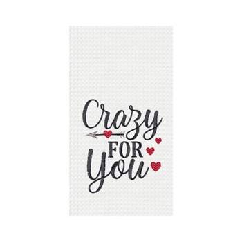C&F Home Crazy For You Embroidered Waffle Weave Towel Valentine's Day Love Romantic 18" X 27" Machine Washable Kitchen Towel