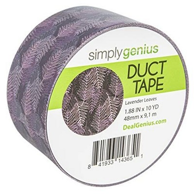 Simply Genius Pattern Duct Tape Heavy Duty - DIY Craft Supplies - Colored Duct Tape - Single Roll 1.8 in x 10 yards (Lavender Leaves)