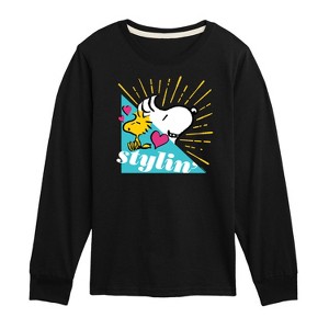 Boys' - Peanuts - Snoopy Woodstock Stylin Long Sleeve Graphic T-Shirt - 1 of 4