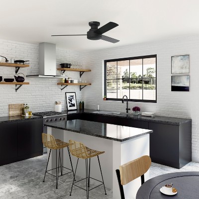 Matte Black 52" Modern Low Profile Ceiling Fan with Remote