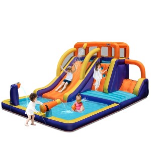 Costway Inflatable Waterslide 4-in-1 Kids Bounce Castle W/ Splash Pool（Without Blower） - 1 of 4