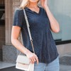 Amaryllis Women's Short-Sleeve Casual V-Neck Shimmer High Low Lightweight Tee Soft - 2 of 4