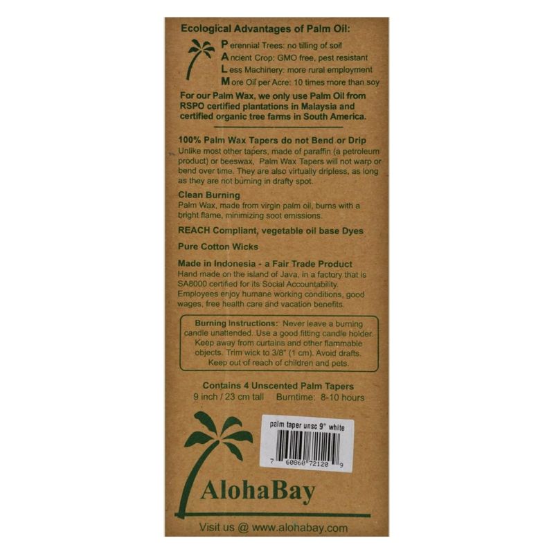 Aloha Bay White Unscented Palm Taper Candles - 4 ct, 2 of 3