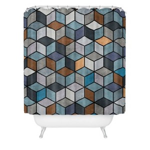 Deny Designs Zoltan Ratko Colorful Concrete Cubes Blue Shower Curtain - 1 of 2