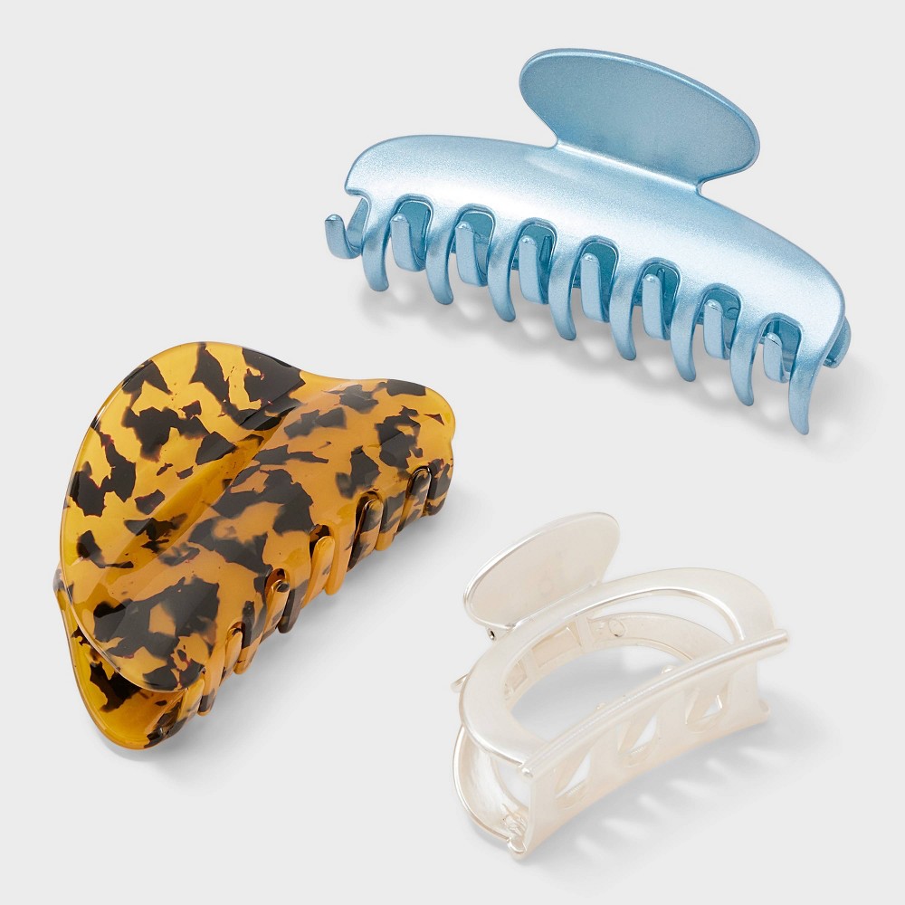 Pearl Torte Hair Claw Clip Set 3pc - A New Day™: Solid Pattern, Plastic & Steel, All Hair Types, Open Closure