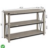 Farmhouse Console Table 47 Inch Narrow Long Entryway Table with Storage 3 Tier Wood Grey - 2 of 4